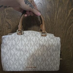 Brown and Cream Designer Handbag